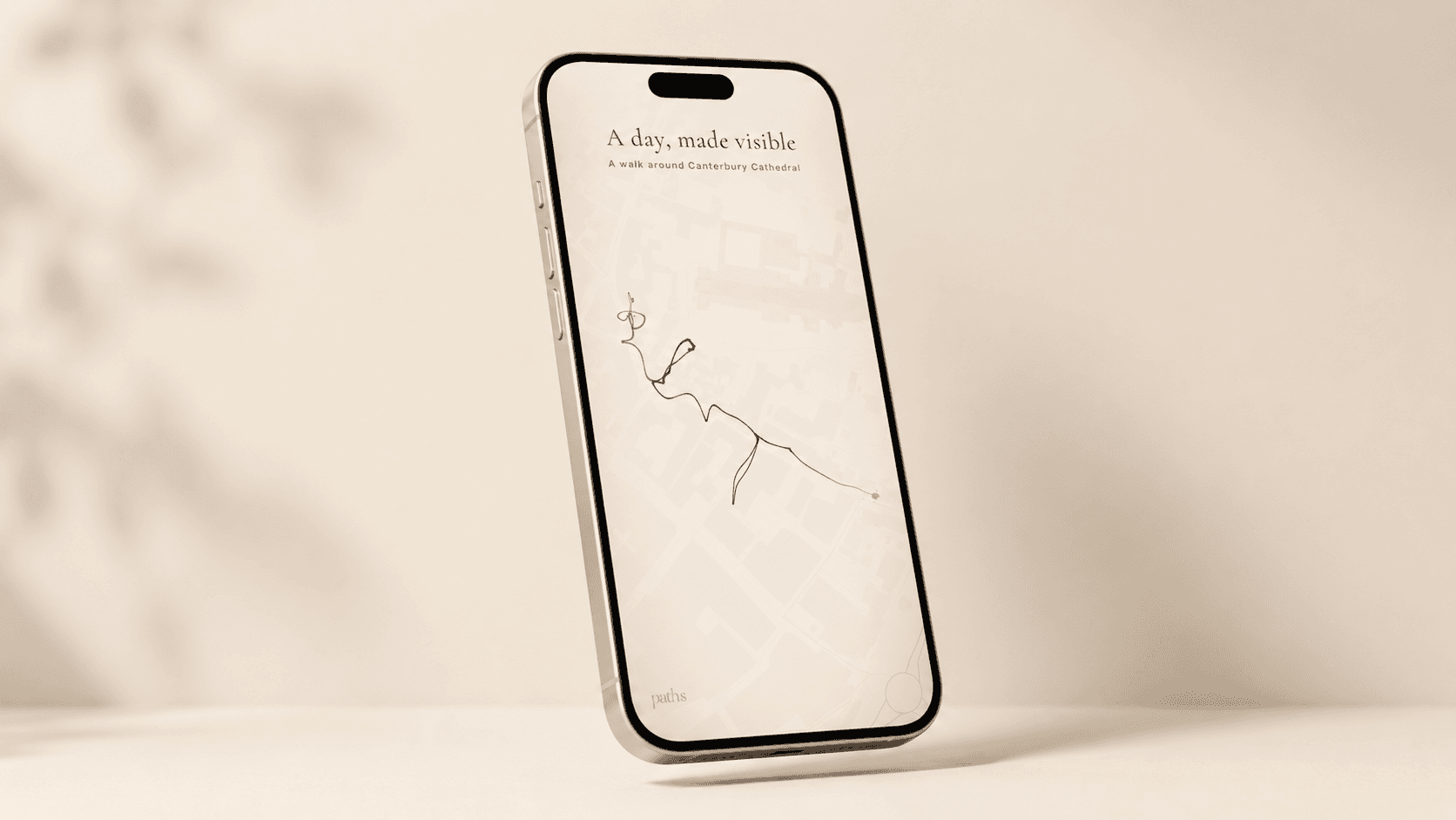 Paths — a recorded route shown as a refined visual on a phone